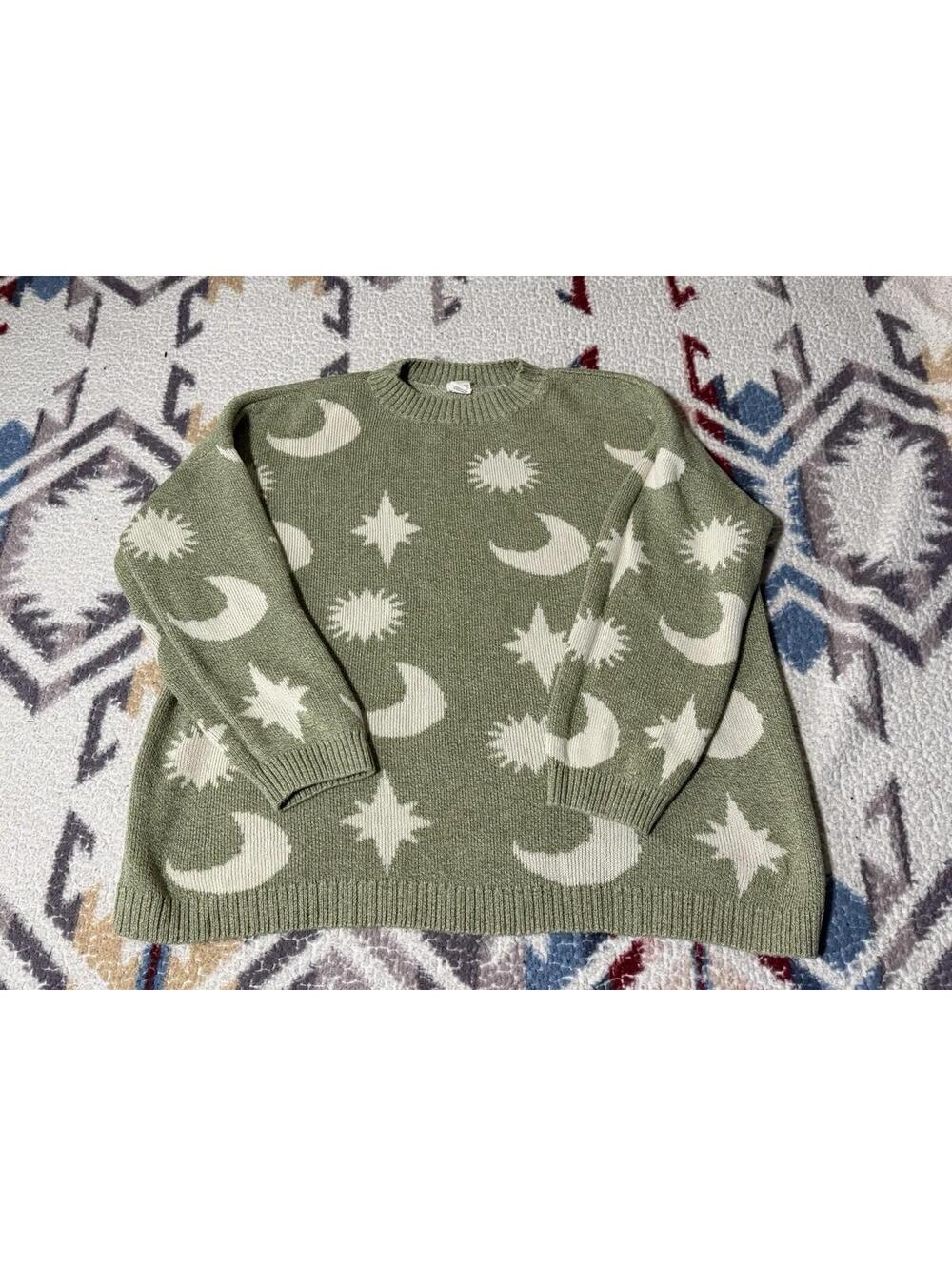 Claude & Co Organic Cotton Sweater Oversized Crewneck Size Medium Womens Moon